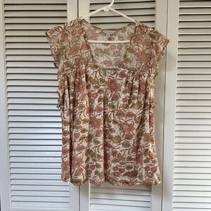 Lucky Lightweight Cotton Boho Sleeveless Top With Ruffles on Shoulders Large